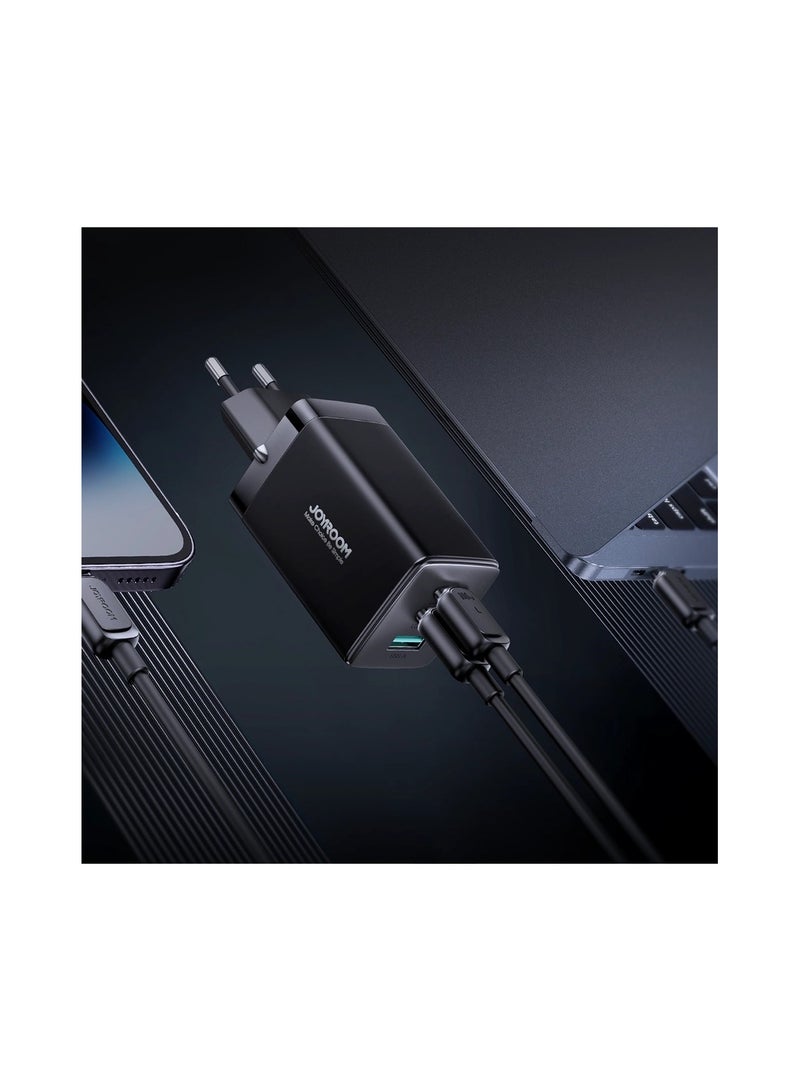 Fast GaN Charger 65W USB-A, 2x USB-C + USB-C - USB-C Cable 100W 1.2m (TCG01) Black