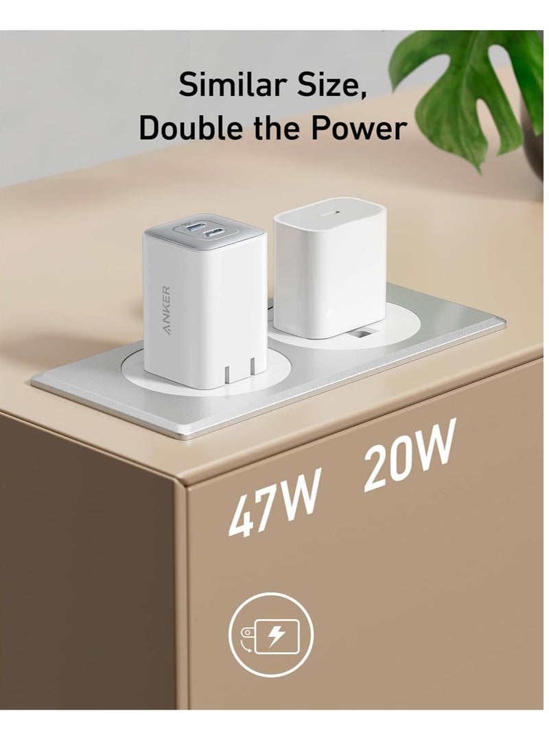 47W USB C Charger, Charger 523 (Nano 3), GaN Compact 2-Port Fast Charger