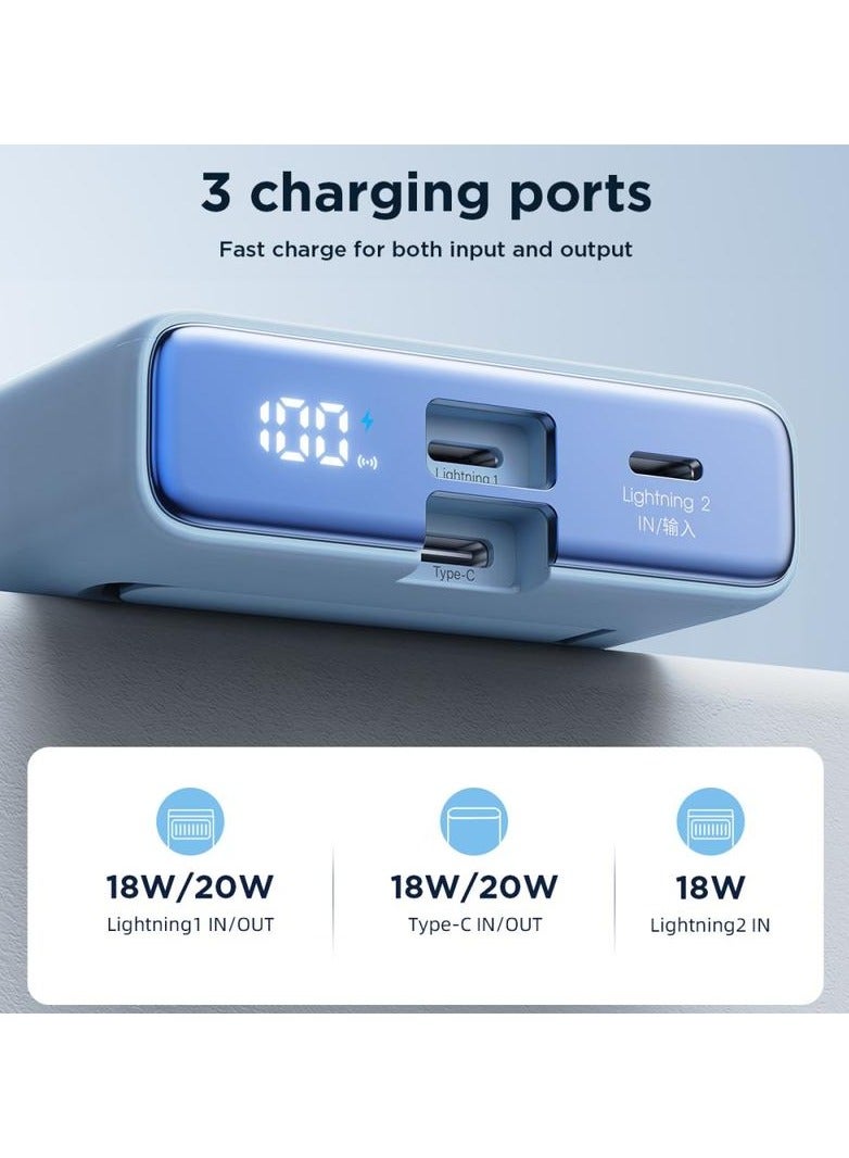 10000 mAh JOYROOM JR-PBM01 PD 20W PHONE POWER BANK MAGNETIC WIRELESS CHARGER WITH BUILT-IN CABLE / KICKSTAND