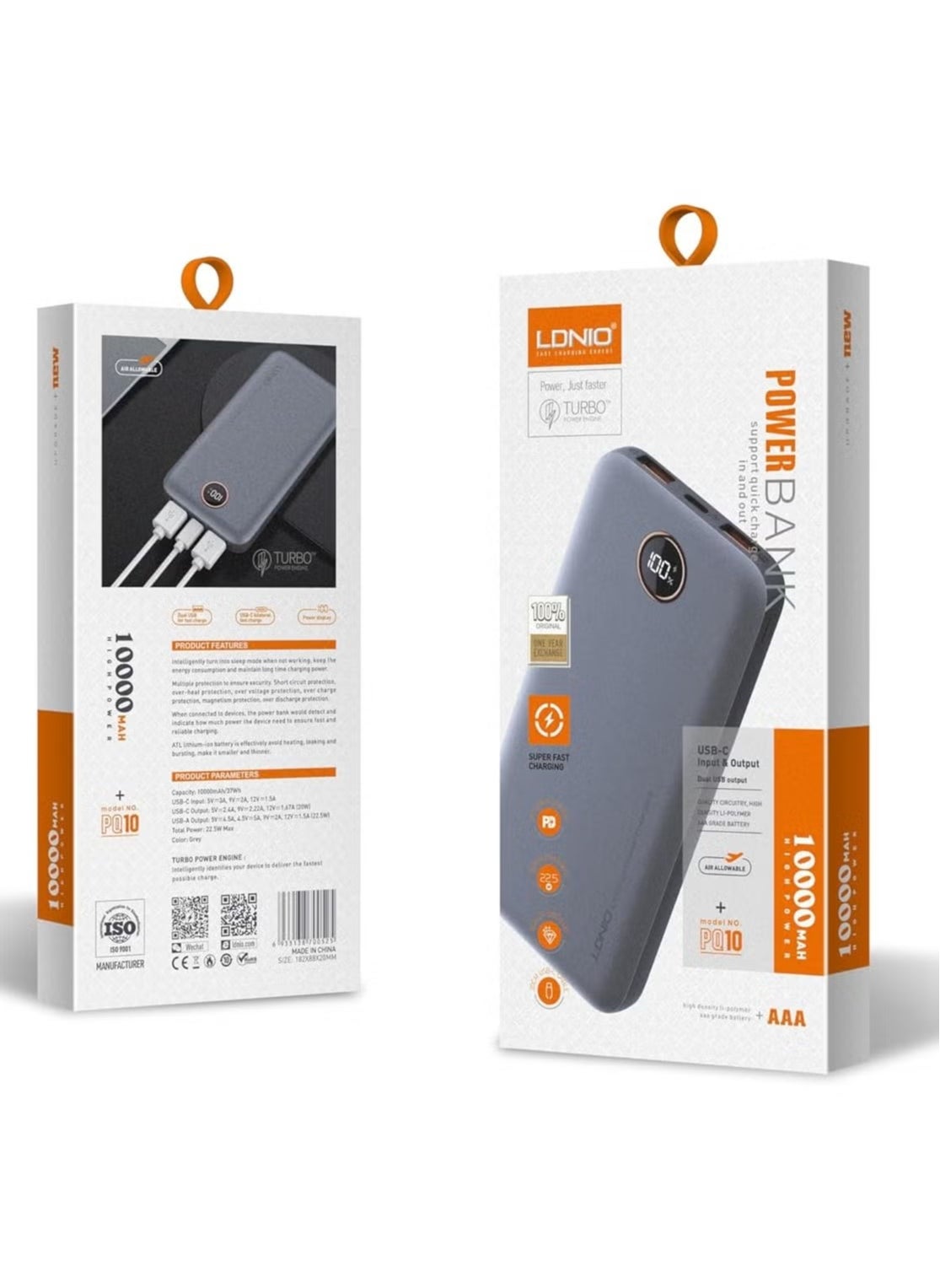 LDNIO Power Bank 10000mAh Ultra Slim Led Digital Display PQ10