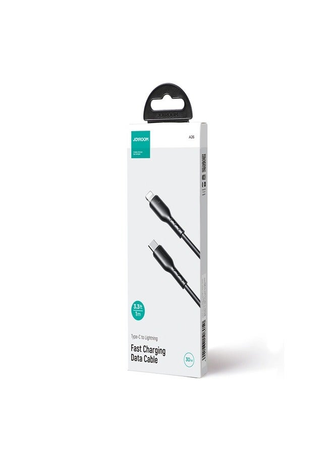 Flash-Charge Series Data Cable USB-C / Lightning 30W Fast Charging 1m Black