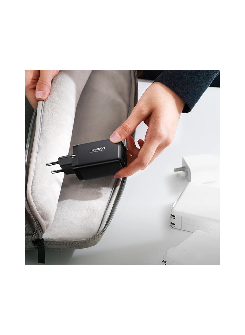 Fast GaN Charger 65W USB-A, 2x USB-C + USB-C - USB-C Cable 100W 1.2m (TCG01) Black