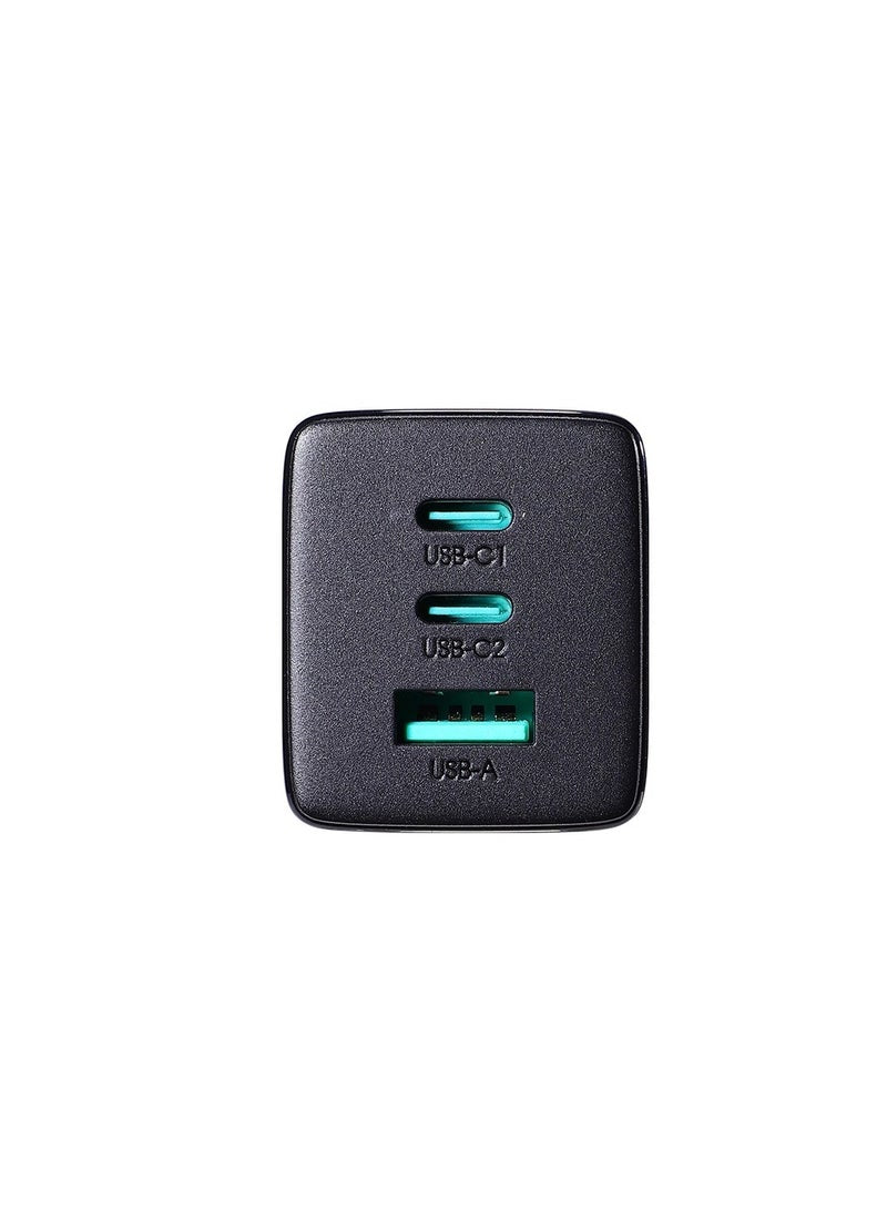 Fast GaN Charger 65W USB-A, 2x USB-C + USB-C - USB-C Cable 100W 1.2m (TCG01) Black