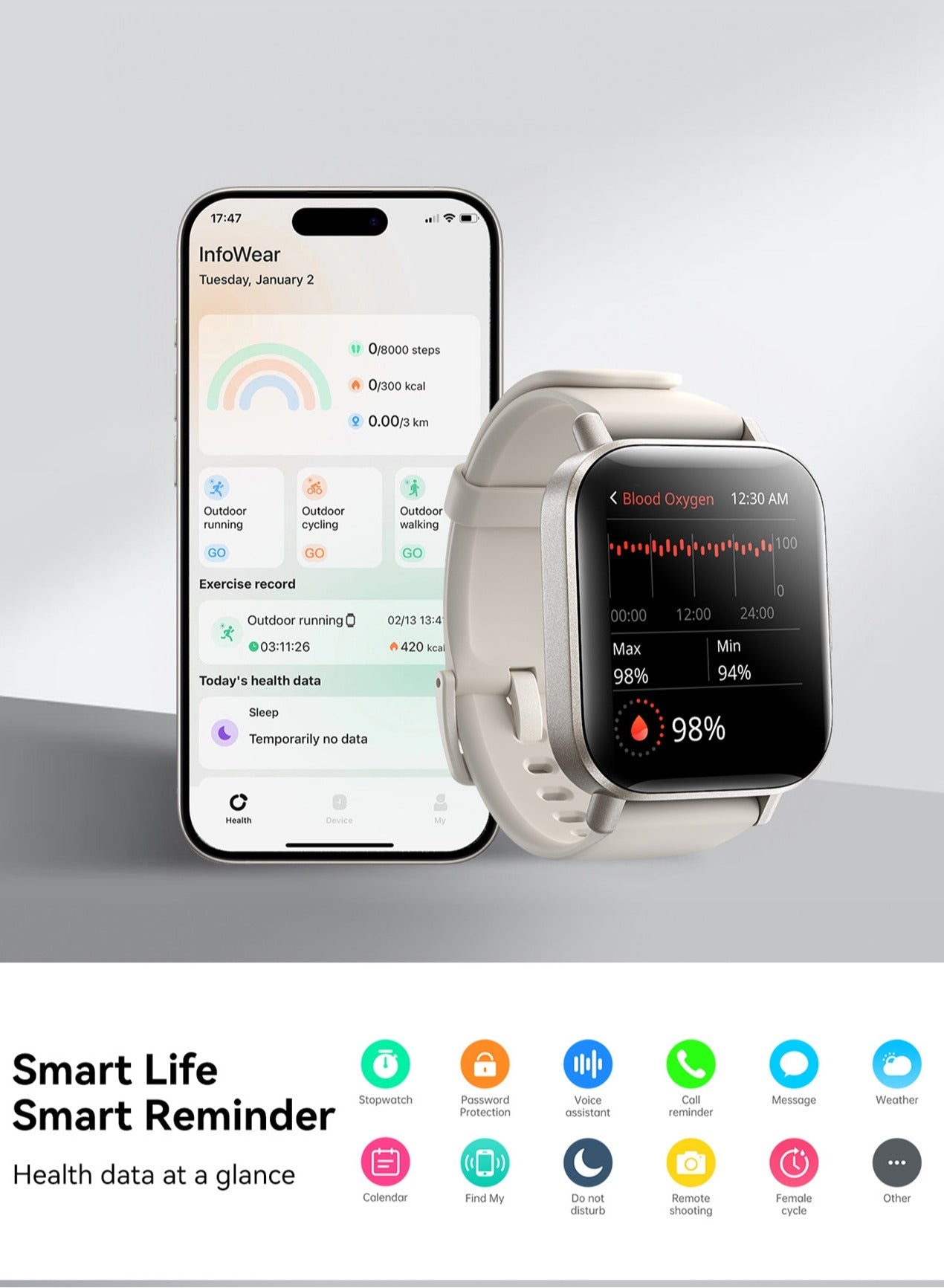 JR-FT3 Smart Watch Can Make and Receive Calls 1.96-inch HD Screen