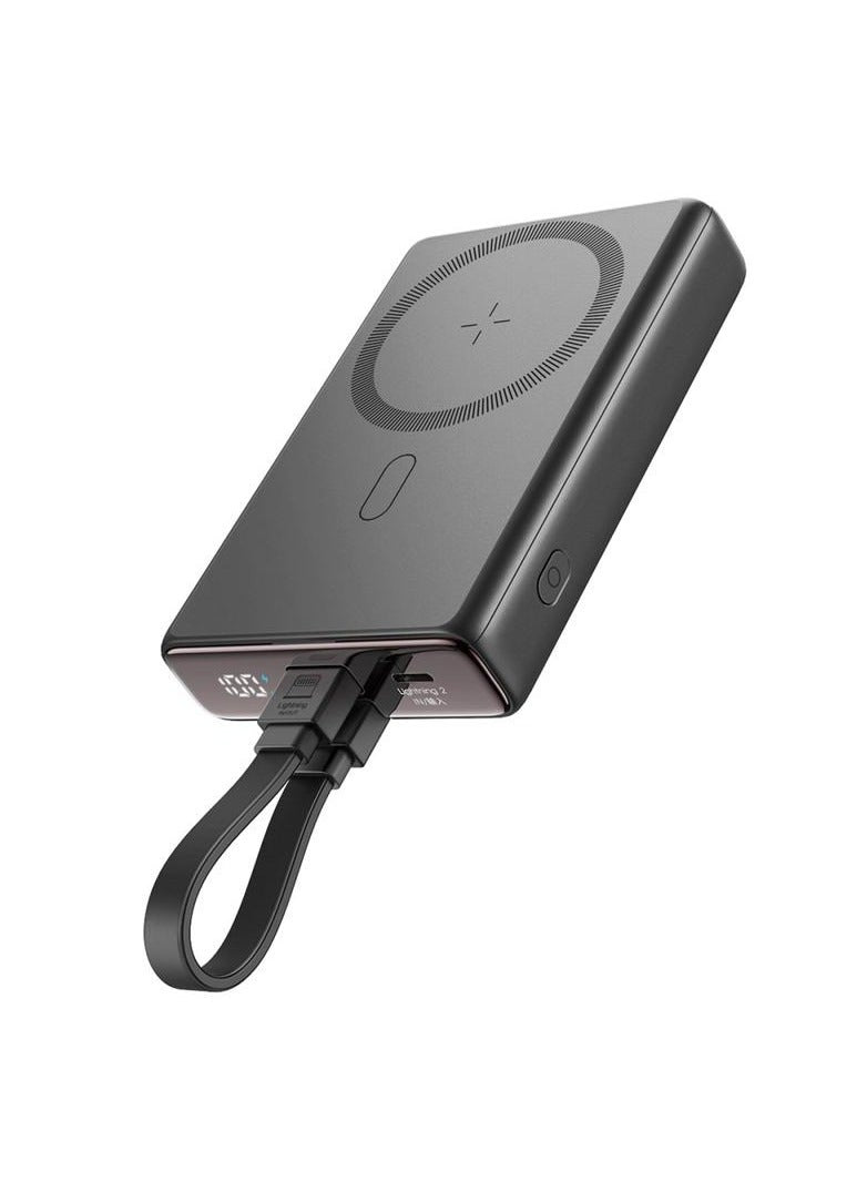 10000 mAh JOYROOM JR-PBM01 PD 20W PHONE POWER BANK MAGNETIC WIRELESS CHARGER WITH BUILT-IN CABLE / KICKSTAND