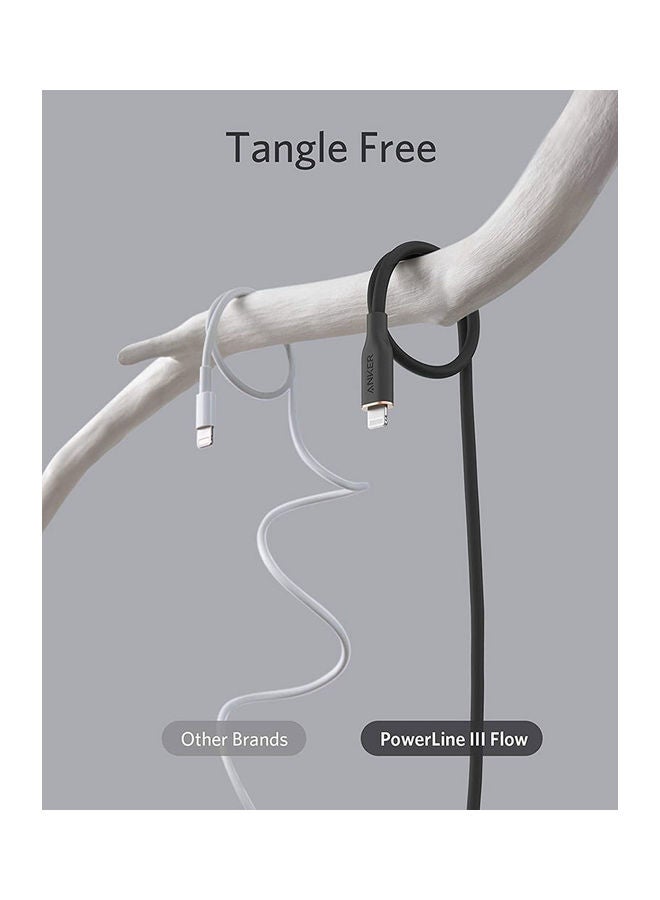 PowerLine III Flow USB-C To Lightning Cable (3ft/0.9m) Black