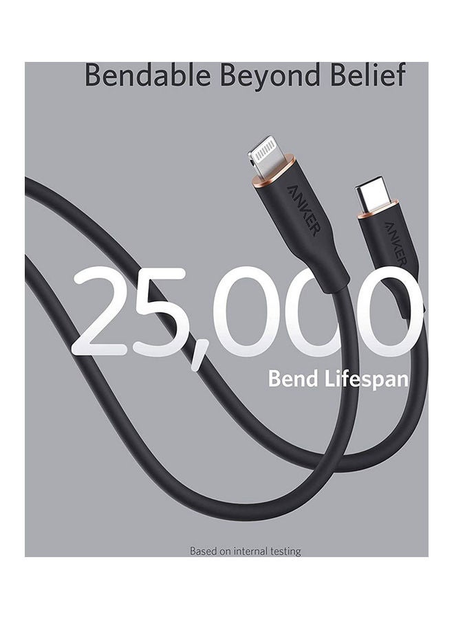 PowerLine III Flow USB-C To Lightning Cable (3ft/0.9m) Black