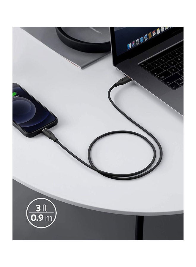 PowerLine III Flow USB-C To Lightning Cable (3ft/0.9m) Black