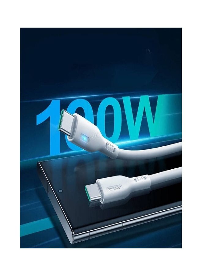 100W Power Delivery PD Fast Charge Cable Usb C To Usb C White