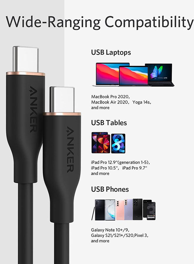 PowerLine III Flow USB-C to USB-C Cable, 643 Cable 100W 6ft, USB 2.0 Type C Charging Cable Fast Charge