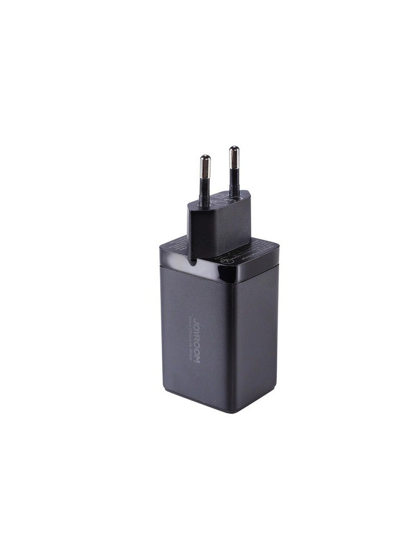 Fast GaN Charger 65W USB-A, 2x USB-C + USB-C - USB-C Cable 100W 1.2m (TCG01) Black