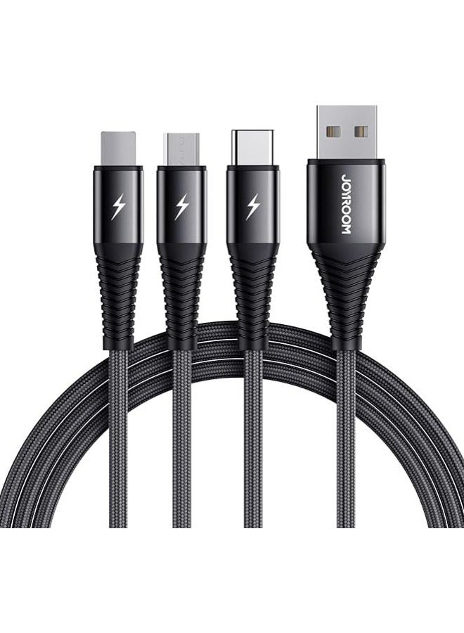 Joyroom S-1230G4 3In1 (Lightning + Type-C + Micro) Fast Charging And Data Cable 1.2M - Black
