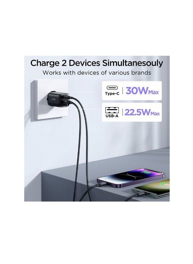 JOYROOM JR-TCF08EU Speed Series PD 30W Dual-Port ( A + C ) Charger - Black