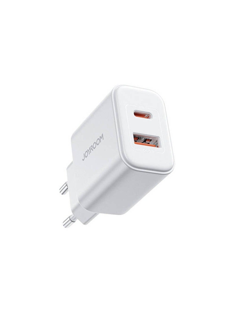 Joyroom JR-TCF05 20W USB-C / USB-A Fast Dual Port Wall Charger - White White