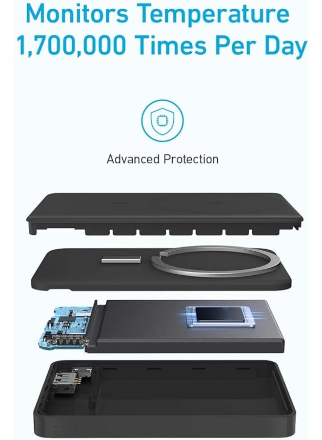 10000 mAh Anker 334 MagGo Battery ( Powercore 10k ) 20W, Magnetic Power Bank, USB-C & Wireless Portable Charger