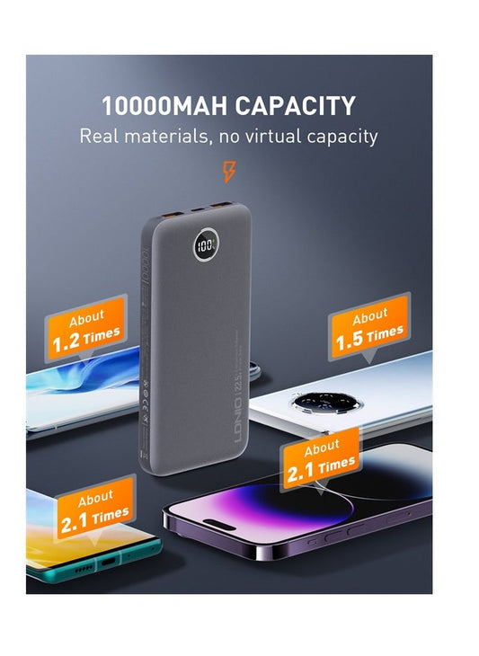 LDNIO Power Bank 10000mAh Ultra Slim Led Digital Display PQ10