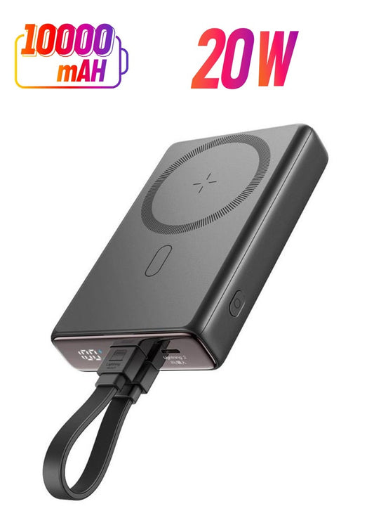 10000 mAh JOYROOM JR-PBM01 PD 20W PHONE POWER BANK MAGNETIC WIRELESS CHARGER WITH BUILT-IN CABLE / KICKSTAND