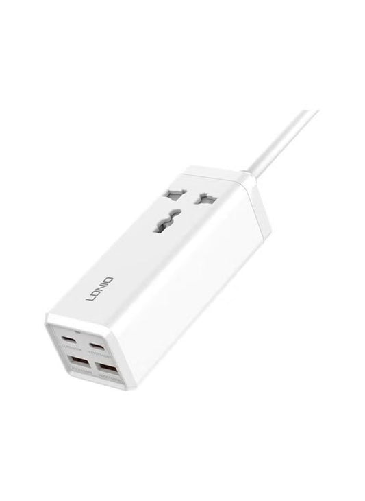 LDNIO SC1418 65W PD Adapter Multifunctional Charger Power Strip - Charge Your Devices Quickly with USB Ports, Type C, and 200cm Extension Socket.