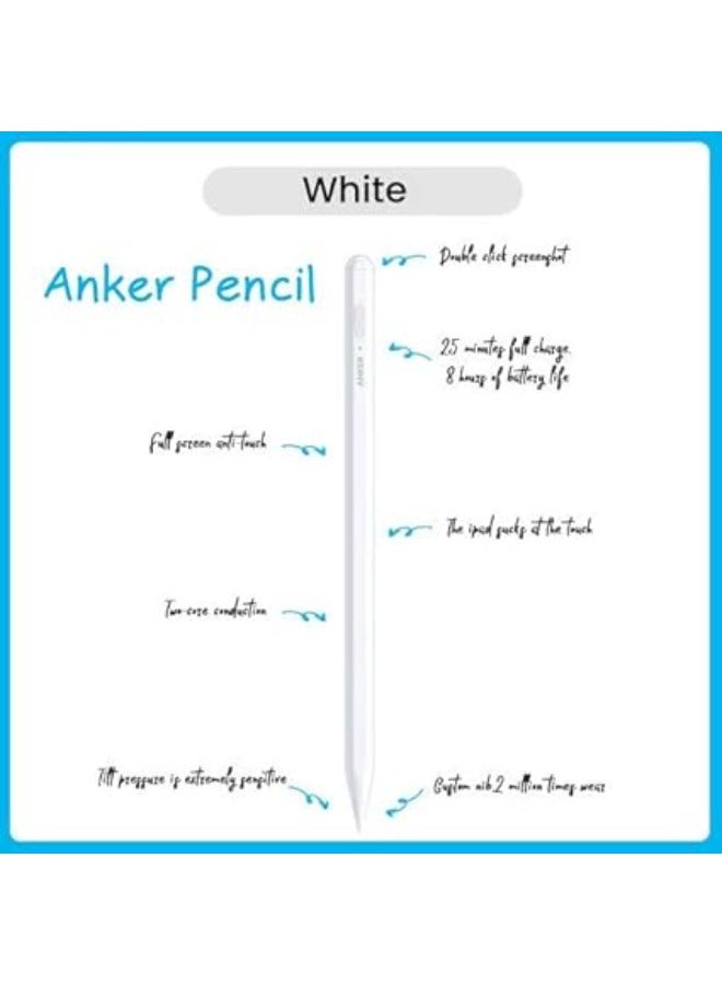 Anker Pencil Drawing Stylus Pen Capacitive Pencil Screen Pen For Apple iPad/iPad Pro/Air/mini White