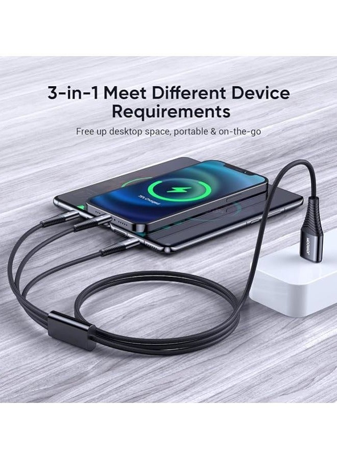 Joyroom S-1230G4 3In1 (Lightning + Type-C + Micro) Fast Charging And Data Cable 1.2M - Black
