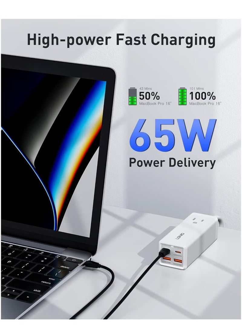 LDNIO SC1418 65W PD Adapter Multifunctional Charger Power Strip - Charge Your Devices Quickly with USB Ports, Type C, and 200cm Extension Socket.