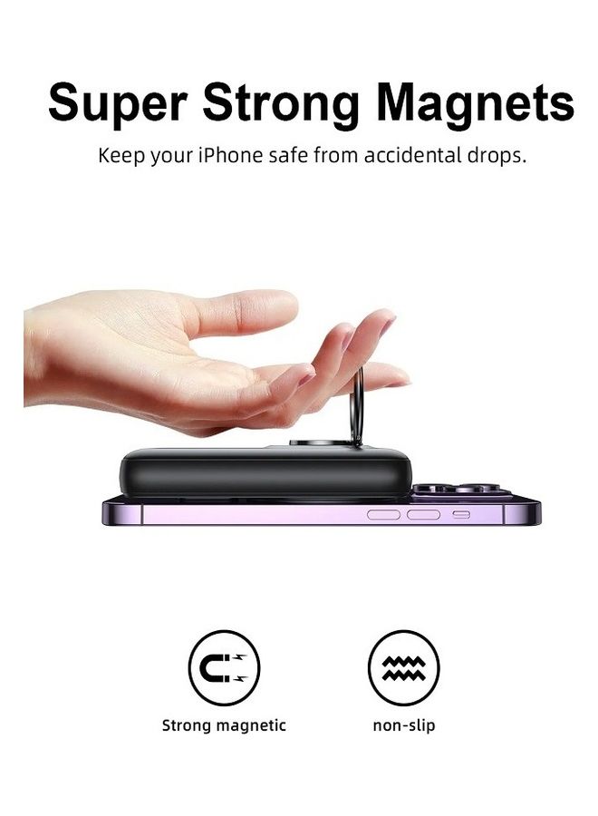 10000.0 mAh JR-W050 20W PD3.0 Fast Charging Power Bank Magnetic Wireless Charger External Battery Pack With Ring Holder Kickstand