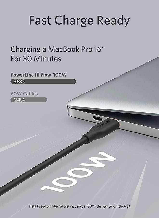 PowerLine III Flow USB-C to USB-C Cable, 643 Cable 100W 6ft, USB 2.0 Type C Charging Cable Fast Charge