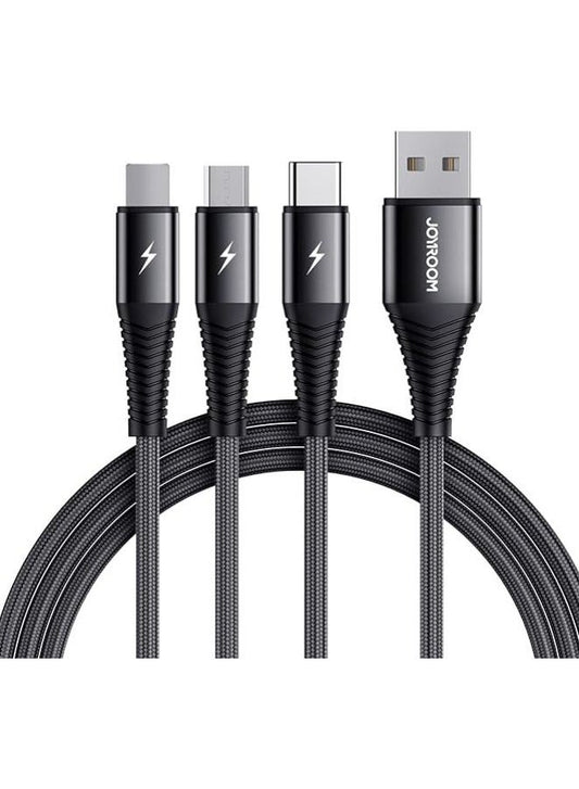 Joyroom S-1230G4 3In1 (Lightning + Type-C + Micro) Fast Charging And Data Cable 1.2M - Black