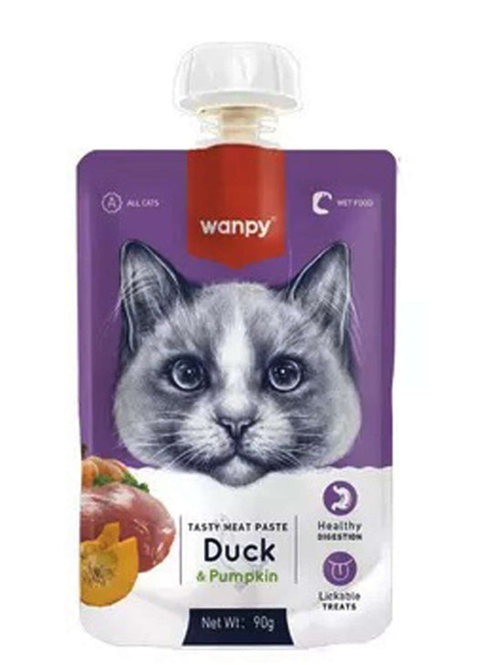 Wanpy Adult Cat Tasty Meat Paste Duck & Pumpkin 90 g Pouch